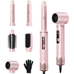Dryhsip 5 In 1 Spazzola Asciugacapelli Regalo, Air Styler Per Capelli Ad Aria Calda, Hair Airstyler Hairstyler Arricciacapelli, Set Spazzole Con Phon/Phone Multifunzione Lissante Rotonda - Pink