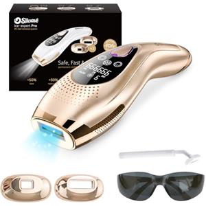 Slikwave Epilatore Luce Pulsata 9 Livelli Con 6 Accessori, Epilatore Laser Peli Donna/Uomo Con Modalità Manuale E Automatica, Sensore Di Contatto, Funzione Ice Cool per,Oro