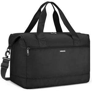 VSNOON Bagaglio Mano 40x30x20 Ryanair, Sedile Inferiore Borsa Viaggio Donna | 25L Pieghevole Borsone da Cabina per Donna e Uomo, Impermeabile Borsa per Weekend Parto Ospedale Ginnastica Sportiva, Nero