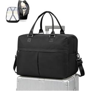 WEPLAN Borsone da Viaggio Donna Borsa Bagaglio a Mano 40x30x20 Ryanair | Borsa da Viaggio con Spazio Espandibile Borsa Parto Ospedale Mamma Borsa da Cabina Weekend Borsone Palestra,D02-Nero