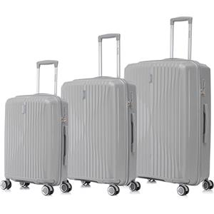 CELIMS - Set di Valigie 3 Pezzi in Polipropilene Rigido | Cabina 55 cm + Media 65 cm + Grande 75 cm | Trolley Resistenti e Leggeri | Lucchetto TSA | 8 Ruote Girevoli 360 | Polipropilene | Grigio