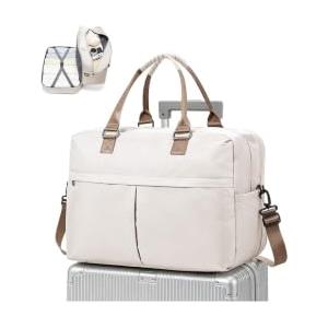 WEPLAN Borsone da Viaggio Donna Borsa Bagaglio a Mano 45x36x20 Easyjet | Borsa da Viaggio con Spazio Espandibile Borsa Parto Ospedale Mamma Borsa da Cabina Weekend Borsone Palestra,D01-Beige Marrone