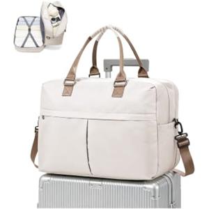WEPLAN Borsone da Viaggio Donna Borsa Bagaglio a Mano 40x30x20 Ryanair | Borsa da Viaggio con Spazio Espandibile Borsa Parto Ospedale Mamma Borsa da Cabina Weekend Borsone Palestra,D01-Beige Marrone