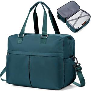 HPLQQ Borsone da Viaggio Donna Bagaglio a Mano Easyjet 45x36x20 | Borsa Sportiva Borsone da Palestra, Borsa da Weekend, Ospedale Parto, Danza Espandibile,Blu pavone