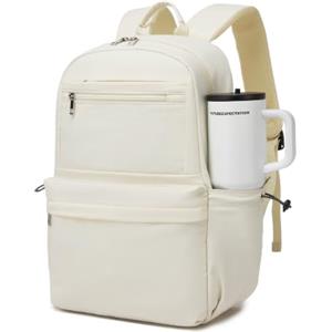 KONO Zaino Scuola Adolescenti Leggero Porta PC 15,6 Pollici Unisex Beige | Grande Capacità con Tasche Multiple, Zaino Funzionale dal Design Moderno e Stile Giovanile per Studenti, Scuola e Università