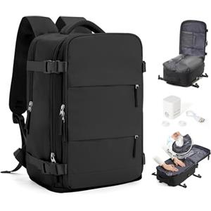 SEAFEW Zaino Ryanair 40x30x20 Sottovuoto con Pompa Zaino da Viaggio | Borsa da Cabina per Ryanair 40x30x20 Zaino da Viaggio con sottovuoto Lavoro e Scuola Trekking Casual per laptop 14",A01-Nero