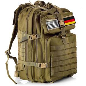 GUJOIN Zaino Tattico 50L Impermeabile, Nylon Resistente per Pesca, Caccia, Escursionismo, Campeggio Militare (Cachi)