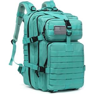 GUJOIN Zaino Tattico 50L Impermeabile, Nylon Resistente per Pesca, Caccia, Escursionismo, Campeggio Militare (Ciano)