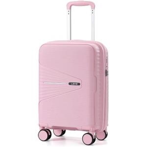 Lekesky Valigia Cabina 20 Pollici, PP e Lucchetto TSA, 55x35x23 cm, Rosa | Valigia Rigida in Polipropilene (PP), Trolley Rigido con Lucchetto TSA e 4 Ruote Rimovibili, Ideale per Viaggi Brevi