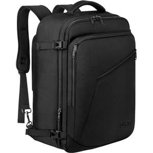 MATEIN Zaino da Viaggio, Espandibile Bagaglio a Mano Aereo, 55x35x25, Nero | 50L Zaino da Viaggio, Multitasche Bagaglio a Mano 55x35x25 Aereo Compatto, Grande Travel Bag per Air France, Air Europa,Nero