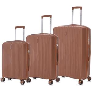 CELIMS - Set di Valigie 3 Pezzi in Polipropilene Rigido | Cabina 55 cm + Media 65 cm + Grande 75 cm | Trolley Resistenti e Leggeri | Lucchetto TSA | 8 Ruote Girevoli 360 | Polipropilene | Marrone