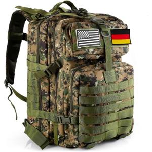 GUJOIN Zaino Tattico 50L Impermeabile, Nylon Resistente per Pesca, Caccia, Escursionismo, Campeggio Militare (Verde mimetico)