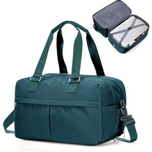 HPLQQ Borsone da Viaggio Donna Bagaglio a Mano Ryanair 40x30x20 | Borsa Sportiva Borsone da Palestra, Borsa da Weekend, Ospedale Parto, Danza Espandibile,Blu pavone