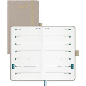 BEZEND Agenda 2026 2027 Settimanale Tascabile A6 con Doppio Orario - | 18 Mesi (Lug.26-Dic.27) Diario Scuola Piccola 15,5 x 9 cm per Lavoro e Vita, Copertina Rigida in Pelle PU - Beige