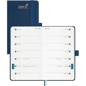BEZEND Agenda 2026 2027 Settimanale Tascabile A6 con Doppio Orario - | 18 Mesi (Lug.26-Dic.27) Diario Scuola Piccola 15,5 x 9 cm per Lavoro e Vita, Copertina Rigida in Pelle PU - Blu Prussiano