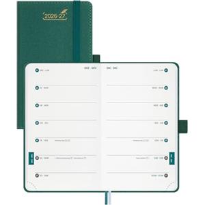 BEZEND Agenda 2026 2027 Settimanale Tascabile A6 con Doppio Orario - | 18 Mesi (Lug.26-Dic.27) Diario Scuola Piccola 15,5 x 9 cm per Lavoro e Vita, Copertina Rigida in Pelle PU - Verde Foresta