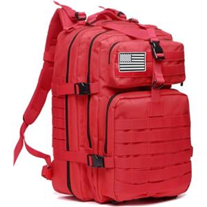 GUJOIN Zaino Tattico 50L Impermeabile, Nylon Resistente per Pesca, Caccia, Escursionismo, Campeggio Militare (Rosso)