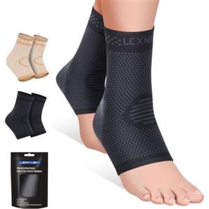 Lexniush Cavigliera Ortopedica per Distorsione Donna/Uomo, 2 Pezzi Tutore Caviglia, Compressione Cavigliera Sportiva per Tendine D'achille, Danni Ai Legamenti, Caviglie Deboli, Artrite (Nero,Taglia L)
