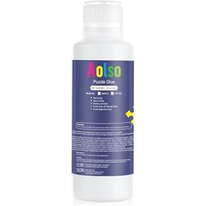 Aolso Colla Per Puzzle, 240ml Colla Trasparente, Applicatore In Spugna,facile Da Applicare,Asciugatura Rapida,per Puzzle Da 500/1000/1500 pezzi