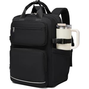 KONO Zaino Donna Porta PC 15,6 Pollici, Impermeabile e Grande Capacità con Tasca Porta Borraccia, Zaino Antifurto per PC Portatile, per Lavoro, Università e Viaggio (Nero)