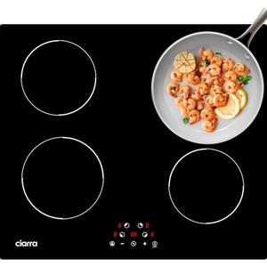 Ciarra Piano Cottua a Induzione 4 Fuochi da Incasso 60cm 6000W | 9 Livelli, Timer, Sicurezza Bambini, Limitatore di Potenza, Rilevamento pentola