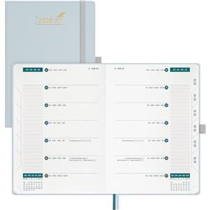 BEZEND Agenda 2026 2027 Settimanale A5 con Doppio Orario - 21 x 15,5 cm | 18 Mesi Diario Scuola da Lug.26 a Dic.27 per Lavoro e Vita o Due Persone, Copertina Rigida in Pelle PU - Grigio-blu