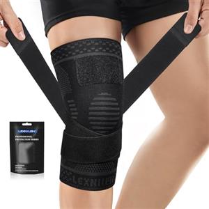 Lexniush Ginocchiera Ortopedica per Uomo/Donne, Tutore Ginocchio a Compressione Ginocchiere Palestra, Fascia Ginocchio Ortopedica per Artrosi Ginocchio, Menisco lesionato, Sportiva, Palestra, Corsa, L