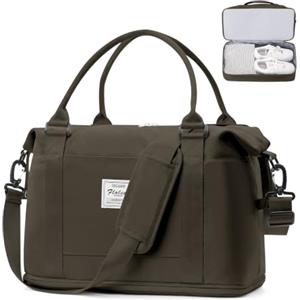 HPLQQ Borsone da Viaggio Donna Bagaglio a Mano Ryanair 40x20x25 | Borsa Sportiva Borsone da Palestra con Scomparto per le Scarpe, Borsa da Weekend, Ospedale Parto, Danza,Curry Scuro