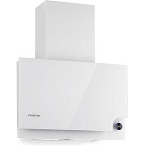 Klarstein Amelia - Cappa aspirante, Cappa a testa libera, Design piatto, 123 W, 586 m³/h, Illuminazione LED: 3 W, 3 livelli di potenza, Manopola touch illuminata, 60 x 47 x 23,5 cm, bianco
