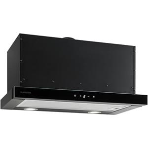Klarstein Vinea Cappa Aspirante Estraibile, 610 m³/h Max, Cappa a Visiera Piatta 60cm, da Incasso Sottopensile, Aspirazione/Ricircolo, Illuminazione, Filtro Grassi Alluminio, Nera
