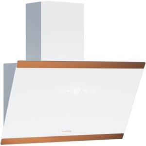 Klarstein FlashLine 60 - Cappa da Cucina da 60 cm, Cappa Aspirante, Touchscreen, 578 m³/ora, Efficienza Energetica A++, LED, Silenziosa: 34,5 dB, Bianco & Rame, Scarico & Ricircolo
