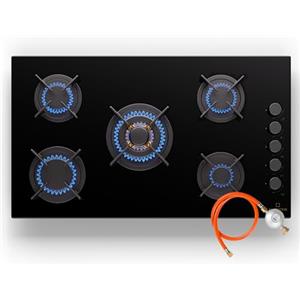 Klarstein Piano Cottura 5 Fuochi Gas, Piano Cottura a Gas Integrato 10400W, 5 Fuochi Incasso in Acciao Inox, 5 per Wok, a 5