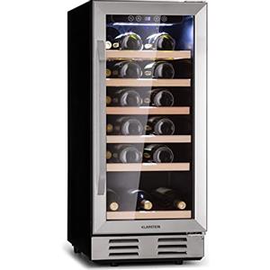 KLARSTEIN Cantinetta Vino Refrigerata a Zona Singola per Interno/Esterni, Frigo Bar, Cantina Vino con Vetrina, Mini Frigo con Protezione UV, Frigorifero Piccolo Touch Control, 5-18°C 31 Bottiglie