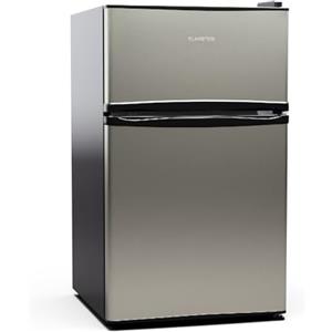 KLARSTEIN Big Daddy Cool - Frigorifero e Freezer Combinati, Frigorifero Combinato, ECOExcellence System, 2 Ripiani in Vetro di Sicurezza, Frigo da 61 L e Freezer da 25 L, 86 L, Argento