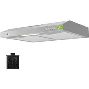 CIARRA AWS6903D A+ Cappa Aspirante 60 cm Cappa da Cucina Argento 58dB | con Pannello LED Montaggio a Parete Sottopensile con Ventola Estrattore con Filtro Carbone CBCF009
