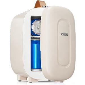 FOHERE Mini Frigo 5L, Frigorifero Piccolo per la Cura della Pelle, Portatile 220V CA/12V CC, Termoelettrico Refrigeratore e Scaldavivande, per Ufficio, Dormitorio, Auto,Cosmetici, Bevande