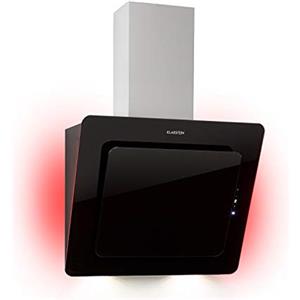 Klarstein Helena Cappa aspirante a testa libera, Cappa a parete inclinata con 553 m³/h, Luce d'ambiente RGB, Ricircolo & aspirazione, Illuminazione LED, Controllo touch, 60 cm, nero