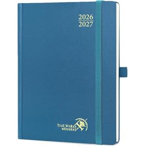 POPRUN Agenda 2026 2027 Settimanale Verticale 16,4 x 21,8cm | Diario Scuola, 17 Mesi da Ago.2026 a Dic.2027, Copertina Rigida, Carta Spessa da 80 GSM(Blu Notte)