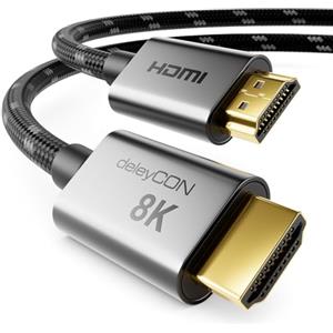 deleyCON Cavo HDMI 2.1 8K 2m - per TV, Monitor, PS4, PS5, Xbox, Soundbar Dolby Atmos EARC, HDR10+ VRR - 48 Gbps Ultra High Speed - 10K/8K@60Hz, 4K@120Hz/144Hz, 2K@240Hz
