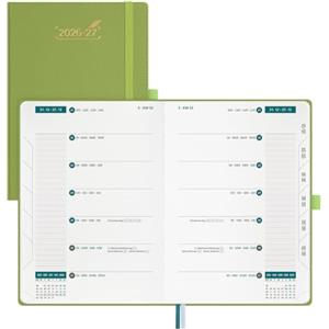 BEZEND Agenda 2026 2027 Settimanale A5 con Doppio Orario - 21 x 15,5 cm | 18 Mesi Diario Scuola da Lug.26 a Dic.27 per Lavoro e Vita o Due Persone, Copertina Rigida in Pelle PU - Frutta Verde