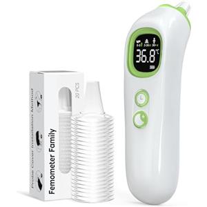 Femometer Family Termometro auriculare digitale di alta precisione, adatto per bebè, bambini e adulti, Tecnologia Age Grouping, 32 registri di temperatura (verde)