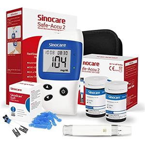 Sinocare Accu2 Misuratore Glicemia Glucometro, 50 Strisce + 50 Lancette | Monitoraggio Quotidiano della Glicemia, Adatto per il Diabete di Tipo 1&2 e Diabete Gestazionale, e avviso luminoso 3 colori