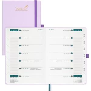 BEZEND Agenda 2026 2027 Settimanale A5 con Doppio Orario - 21 x 15,5 cm | 18 Mesi Diario Scuola da Lug.26 a Dic.27 per Lavoro e Vita o Due Persone, Copertina Rigida in Pelle PU - Lila