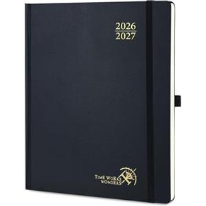 POPRUN Agenda 2026 2027 Verticale 21,2 x 25,9 cm | Diario Scuola, 17 Mesi Ago.2026-Dic.2027, Copertina Rigida, Carta Spessa 80GSM(Nero)