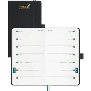 BEZEND Agenda 2026 2027 Settimanale Tascabile A6 con Doppio Orario - | 18 Mesi (Lug.26-Dic.27) Diario Scuola Piccola 15,5 x 9 cm per Lavoro e Vita, Copertina Rigida in Pelle PU - Nero