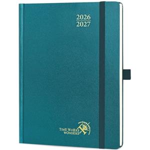 POPRUN Agenda 2026 2027 Settimanale Verticale 16,4 x 21,8cm | Diario Scuola, 17 Mesi da Ago.2026 a Dic.2027, Copertina Rigida, Carta Spessa da 80 GSM(Verde Pacifico)