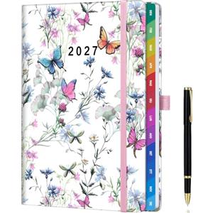 HwxBen Agenda Settimanale 2027 A5 - Agenda 12 Mesi (Gennaio-Dicembre 2027) | Vista Settimanale e Mensile, Carta 100 GSM, Copertina Rigida, Porta Penna, 2 Segnalibri, Tasca Interna
