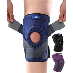 ABYON Ginocchiera Ortopedica, Regolabile Tutore Ginocchio con Stabilizzatori Laterali Rotulea Supporto Sportiva per Uomo e Donne Legamenti Rotula Menisco Artrite (S/M)