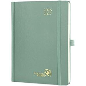 POPRUN Agenda 2026 2027 Settimanale Verticale 16,4 x 21,8cm | Diario Scuola, 17 Mesi da Ago.2026 a Dic.2027, Copertina Rigida, Carta Spessa da 80 GSM(Verde Mezzanotte)