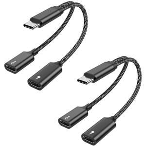 MOGOOD USB C Splitter 60W Sdoppiatore Cavo Ricarica USB C 2 Pezzi | Splitter Cavo C Adattatore USB C Doppio 2 in 1 per iPhone 17 Macbook Laptop Tablet Cuffie Telefono Tastiera Mouse Stampante